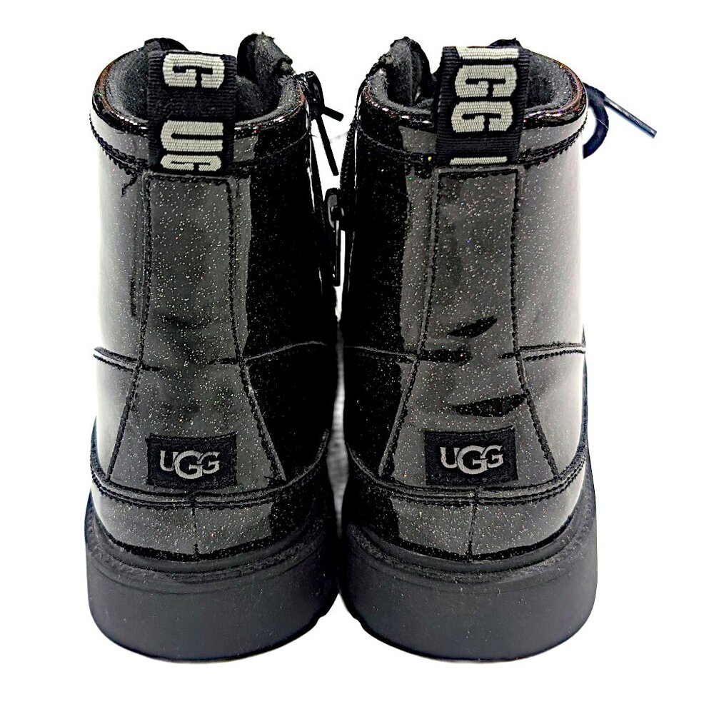 UGG Robley Glitter Black Shiny Big Kids Zipper Boots Size 6 Excellent Condition - Picture 5 of 9